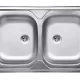 FERRO Kétmedencés mosogató 50x80 cm sima, teletetős, szekrényre ültethető
